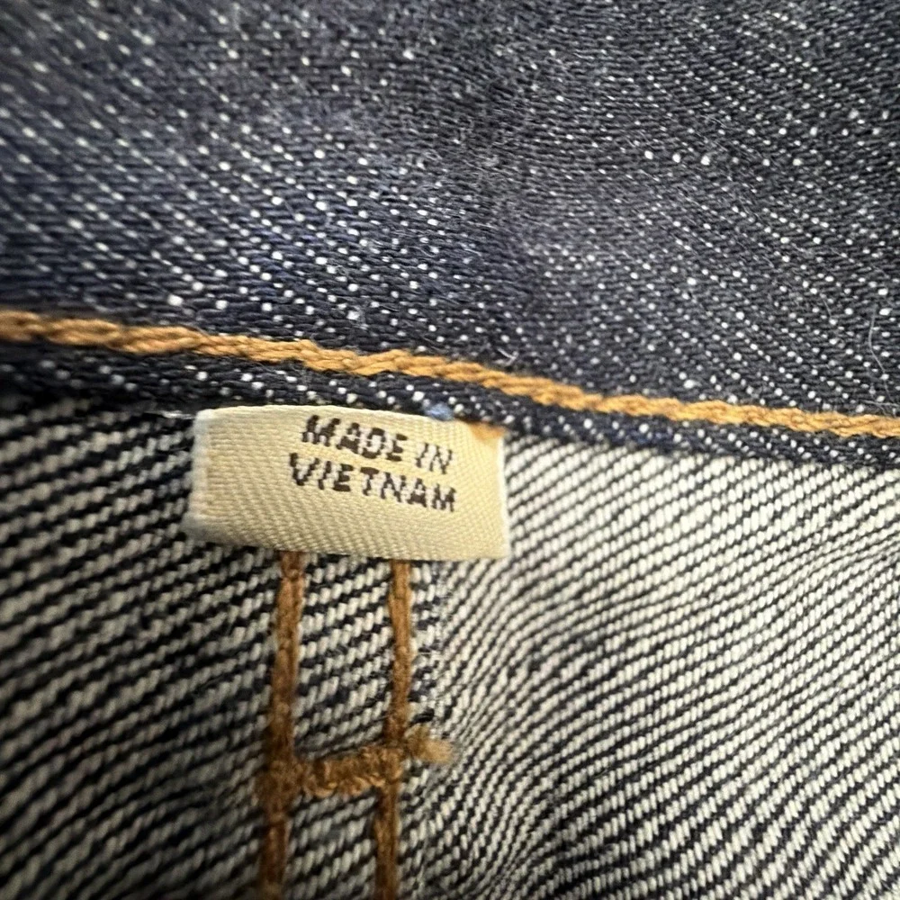 Crew Wallace & Barnes Slim Raw Japan Selvedge Jeans Mens 34x31 Tag 33 Denim
